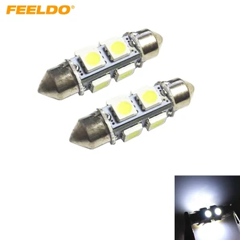 

FEELDO 50Pcs White 36mm S8.5 8SMD 5050 Chip Car Festoon LED License Plate LED Light Bulbs