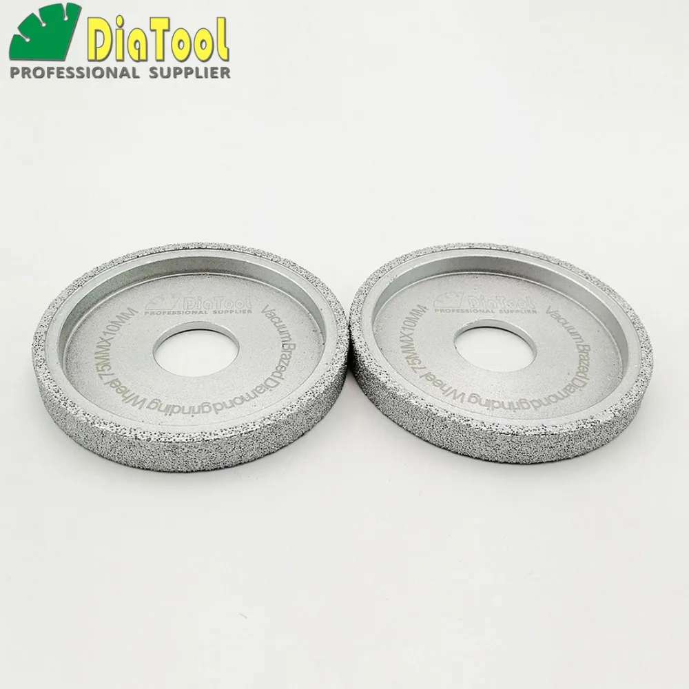 DIATOOL 2 шт. Dia75x10mm вакуумной пайки алмаз плоские шлифовальные профиль колеса, колеса для камня ArtificialStone Ceremic Стекло бетона