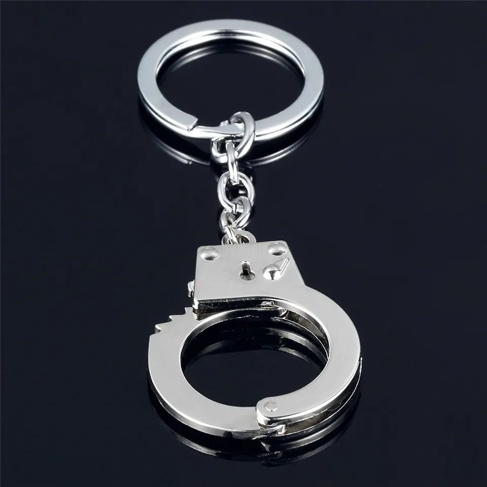 Fashion Metal Keychain Hot Sale Key Holder Simulation Handcuffs model Car Key Chain Key Ring For Best Gift jewelry (7)