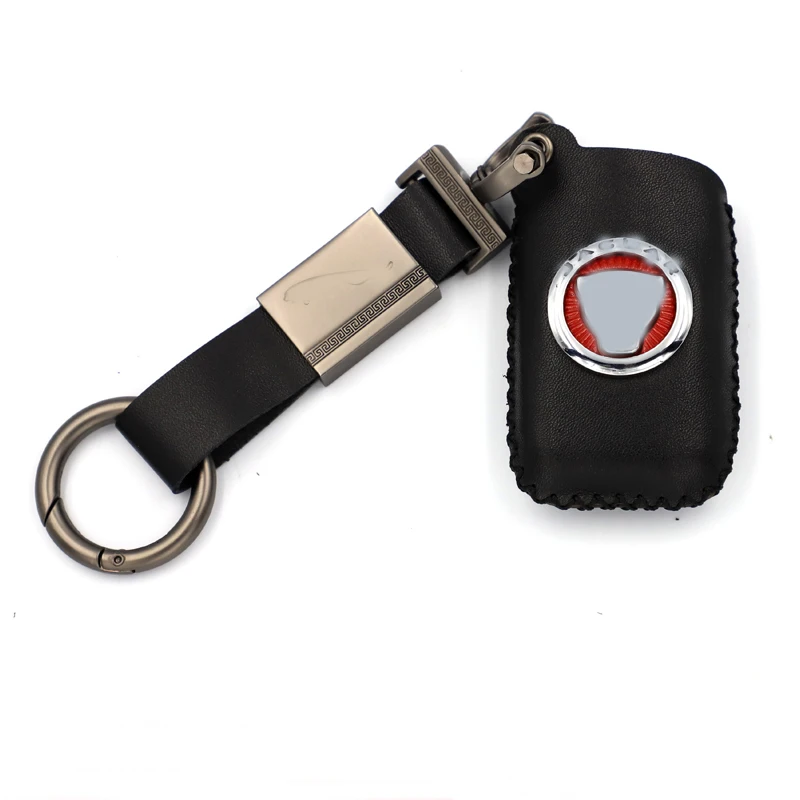 

Genuine Leather Car Keychain Key Fob Case Cover for Jaguar XE XJ XJL XF F-TYPE Smart Key Holder Key Chain Rings Auto Accessories