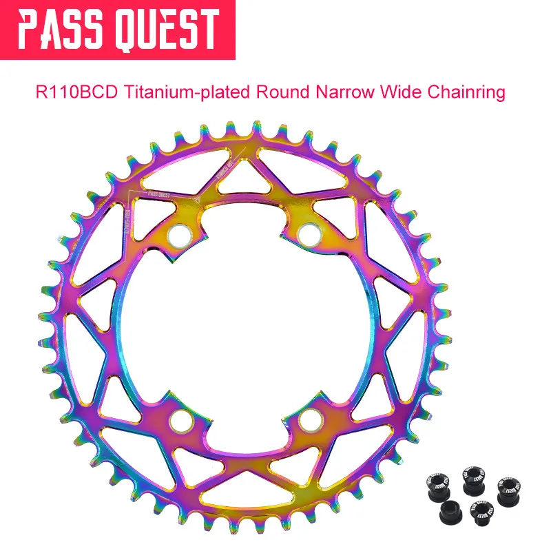 

PASS QUEST R110/4 BCD 110BCD Titanium-plated 40T-52T Chainring Road Bike Narrow Wide Chainwheel For R7000 R8000 DA9100 Crankset