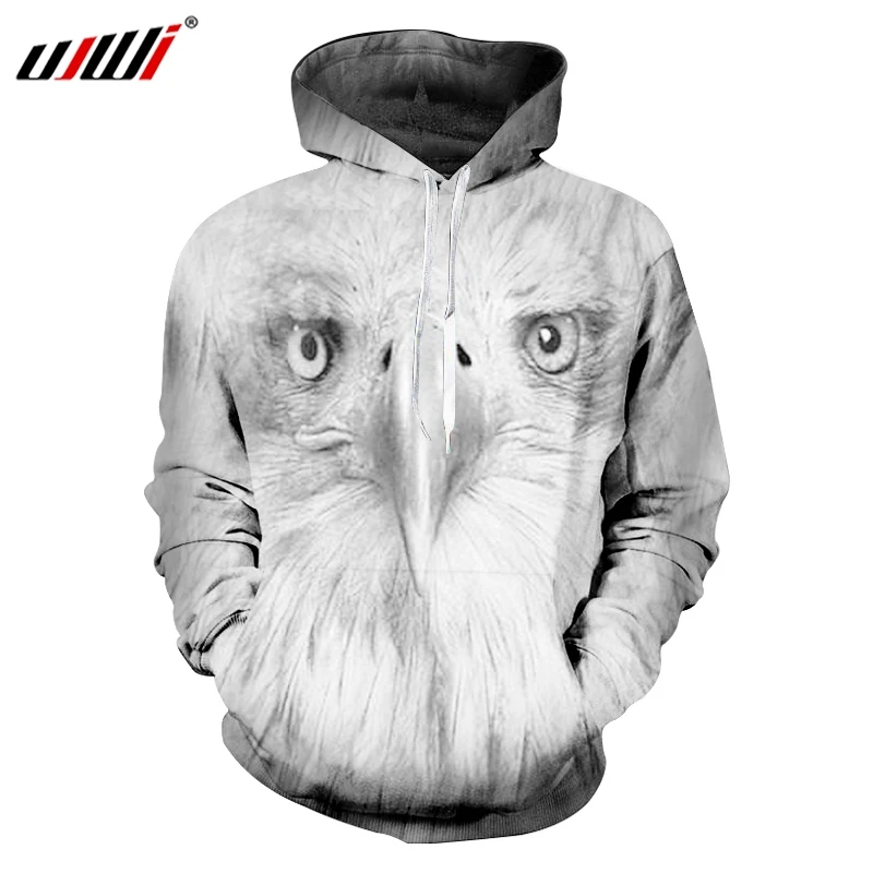 UJWI Men's New Sharp-Mouthed Animal Pattern Hoodies 3D Printed Creative Eagle Unisex Wholesale Big Size 5XL | Мужская одежда