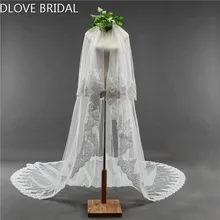 Длинные Свадебные вуали два слоя собора вуали с гребнем свадебные аксессуары для волос