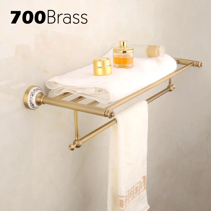 Wholesale And Retail Classical Romantic Bathroom Towel Rack Sturdy Brass Towel Hanger Towel