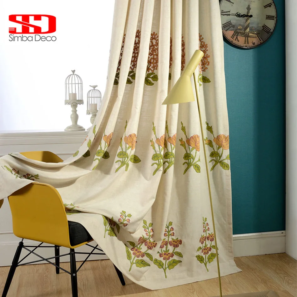 Linen Cotton Fabric Luxury Curtains Blackout For Bedroom Blinds Drapes