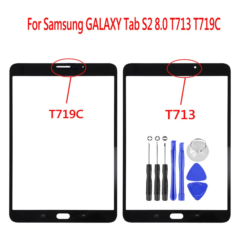 

New 8.0 inch For Samsung Galaxy Tab S2 8.0 2016 T713 T719 T719C Touch Panel LCD Screen Front Outer Glass Lens Cover Panel+Tools