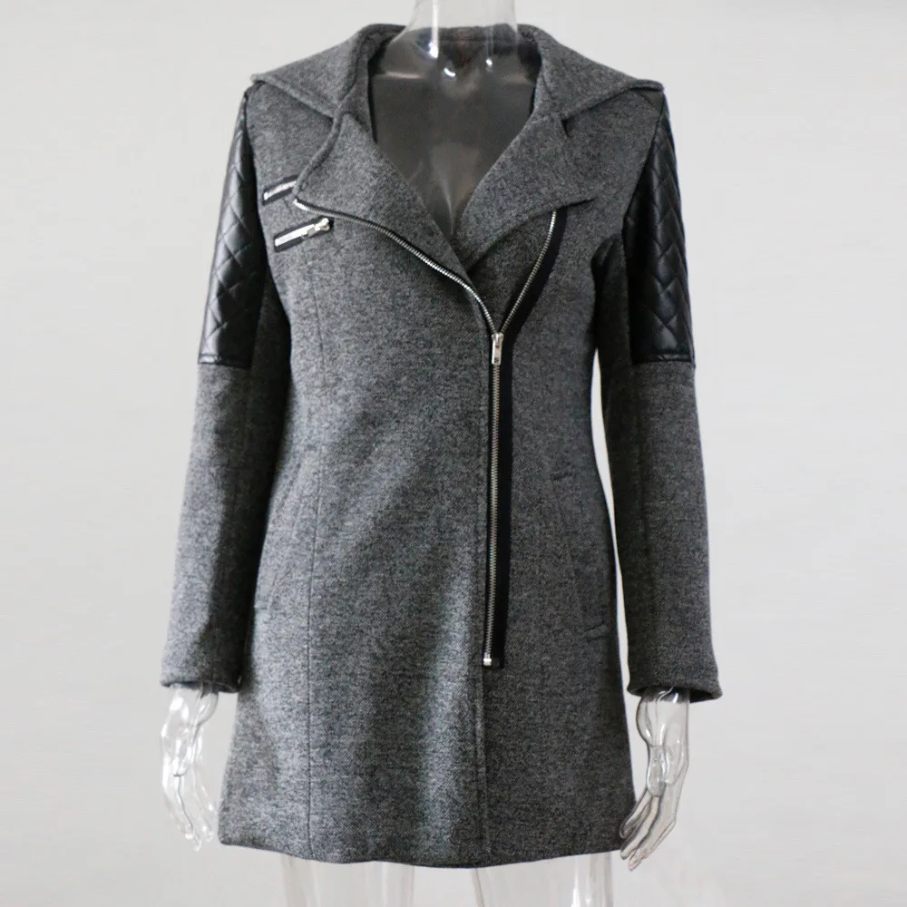 Automne Noir Slim Manteau Capuchon Femmes Patchwork Chaud Vêtements D'hiver vent Printemps Coupe Femelle À Manteaux Zipper Mode wIfISP