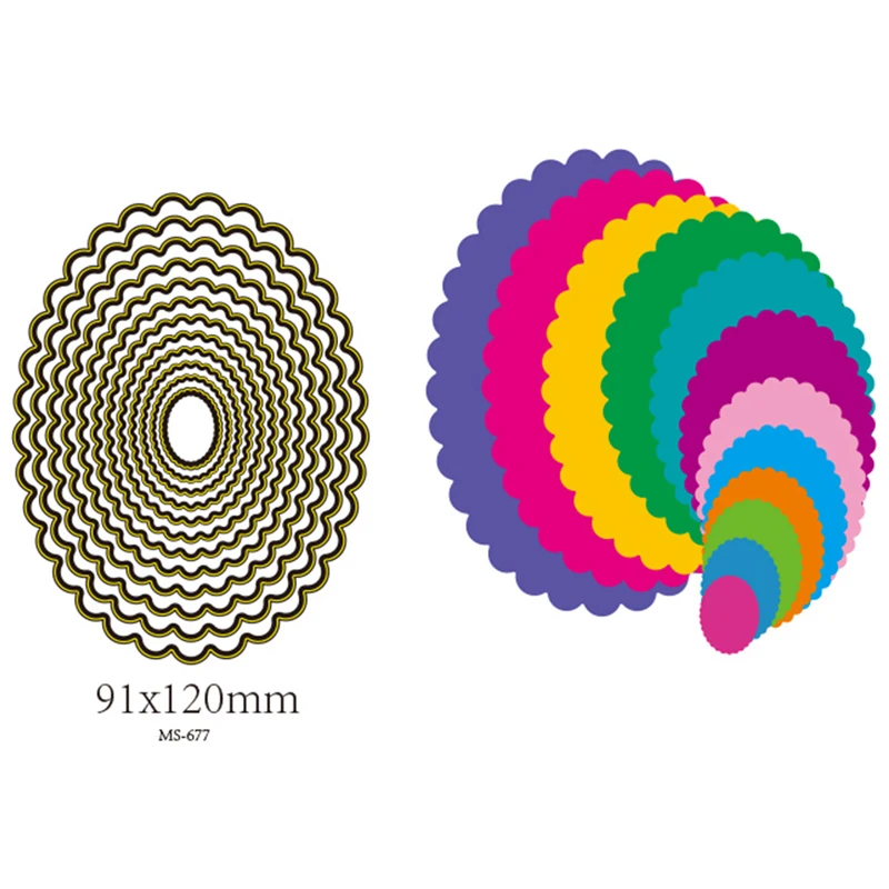 

ForeWan Handcraft Metal Steel Cutting Dies Oval Nesting Frame Embossing Die Stencil for DIY Scrapbooking Album Card Decorative