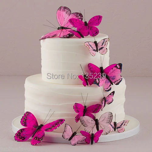 24 Pieces Papillon Papillons Ensemble Mariage Gateau Cupcake Decorations Rouge Rose Violet Et Jaune Couleur Verte Aliexpress