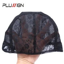 Hot Selling 20Pcs Weave Cap Plussign Wig Cap For Making Wigs With Adjustable Strap Black Weaving Cap S M L Xl Glueless Hair Net