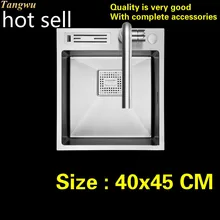 Стандартная Бытовая маленькая кухонная ручная раковина одинарная мойка растягивающийся кран 304 из нержавеющей стали Горячая 40x45 см