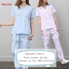 Ruyi Liuli-новинка, модные женские костюмы с коротким рукавом, хирургические халаты, одежда, кисти, одежда для рук, медсестры, доктор, хлопок, однотонный, Unitform