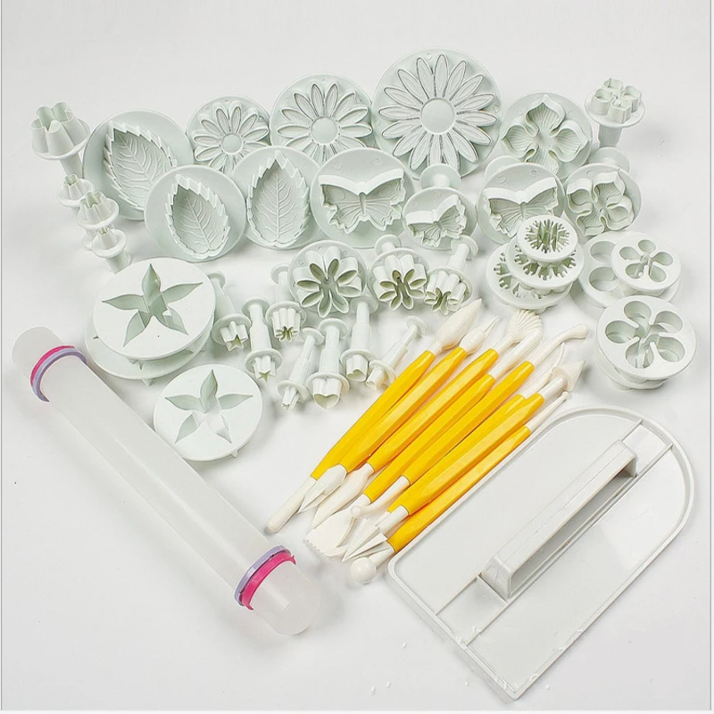 

46Pcs/Set Sugarcraft Cake Decorating Mold Fondant Plunger Cutters Tools Flower Set Cookies Full Set Mold Cake Shop Baking Molds