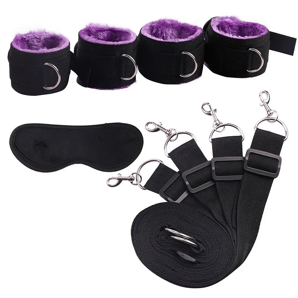  Sex-Under-Bed-System-Bondage-Hand-Ankle-Cuffs-Restraints-Adult SM Eyes Cover Set