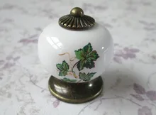Dresser Drawer Knobs Pulls Handles White Bronze Green Leaf Kitchen Cabinet Knobs furniture Handle Hardware pastorale porcelain