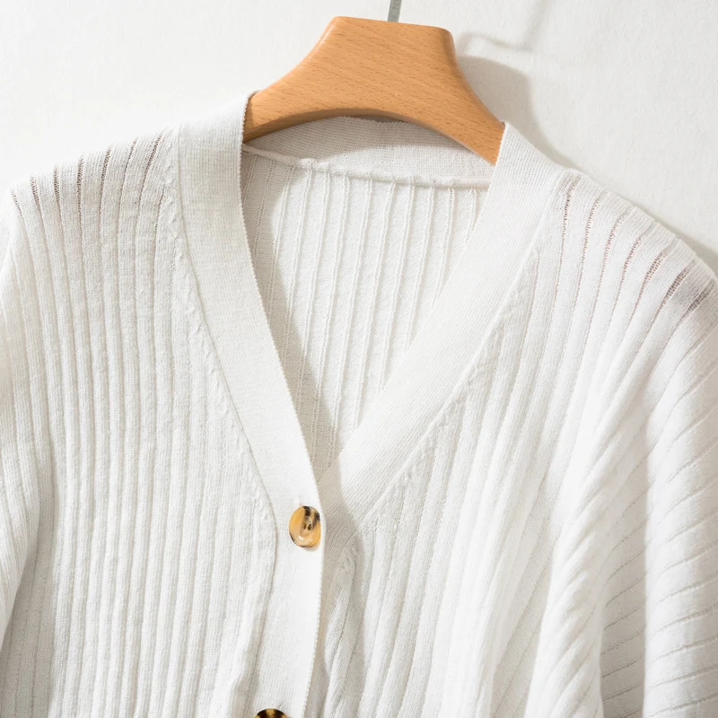 

LHZSYY 2019 Spring New Women's Wool Knit Cardigan Solid color V-Neck Large size Wild Jacket Autumn Winter Outside Loose Sweaters