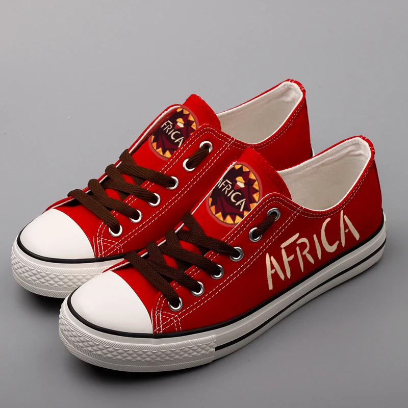 Custom Design Mystery African Totem Print Low Top Canvas Shoes Red Bottom Women Flats Platform ...