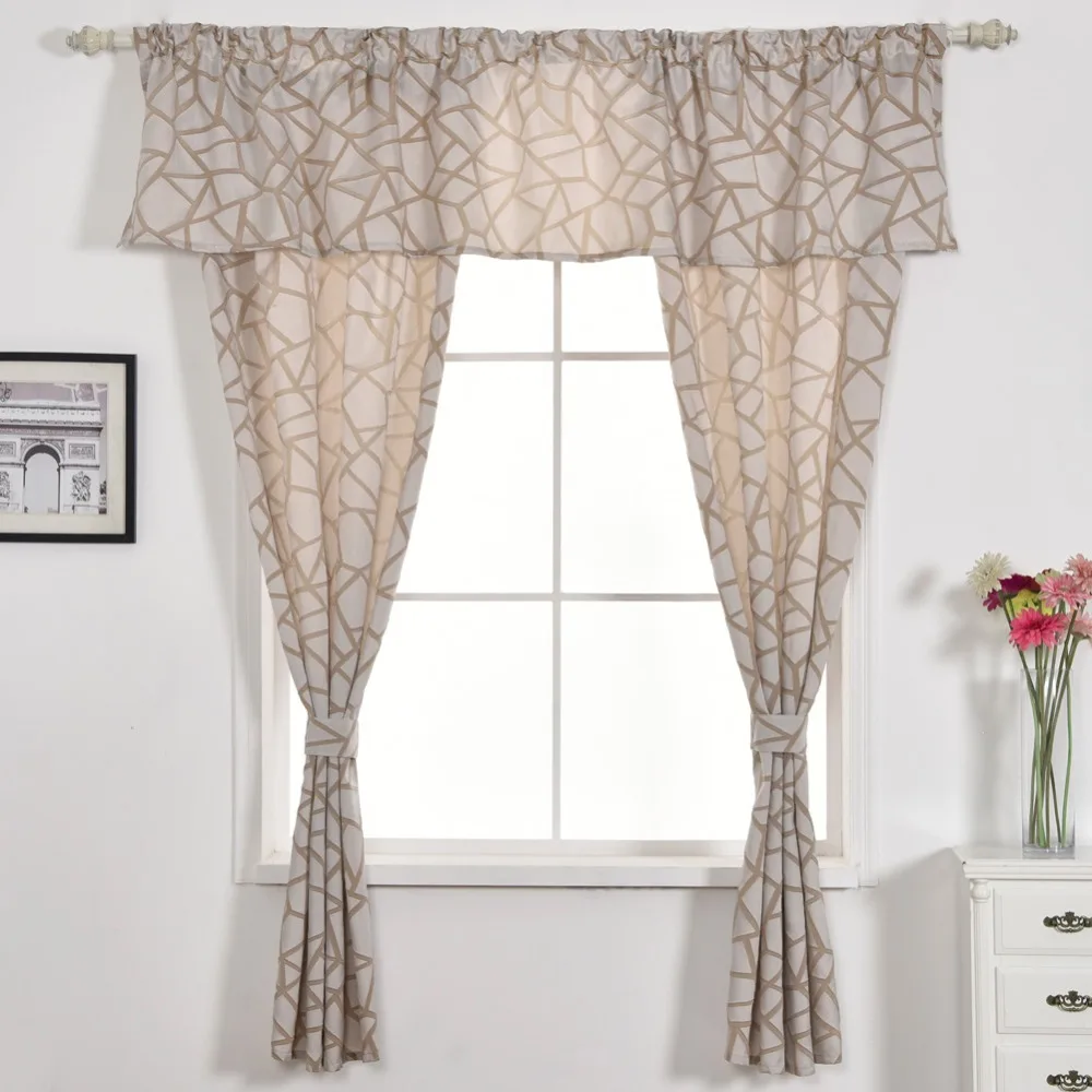 Curtain fabrics short treatment Kitchen window jacquard design curtain modern home decoration thick geometric valance | Дом и сад