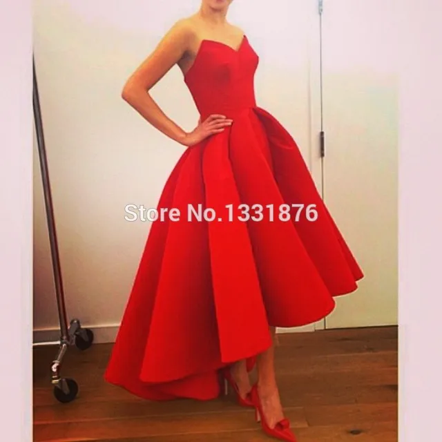 Vestido De Festa 2016 High Low Red Satin Long Prom Dresses Vestido De Festa 2016 High Low Red Satin Long Prom Dresses Sweetheart Formal Wedding Guest