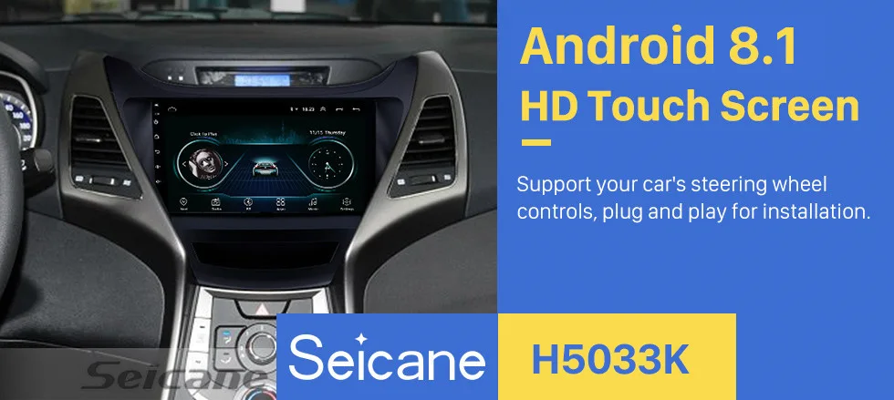 Seicane " 2din Android 8,1 Автомагнитола Стерео gps для-2016Hyundai Elantra HD сенсорный экран WiFi мультимедийный проигрыватель головное устройство