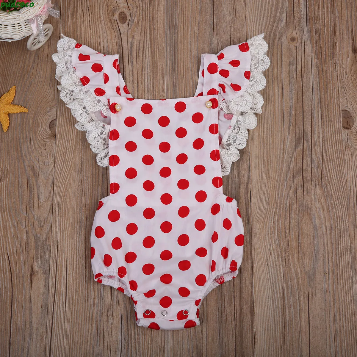 Infant Toddler Baby Girls Clothes Summer Newborn Baby Lace Romper Polka