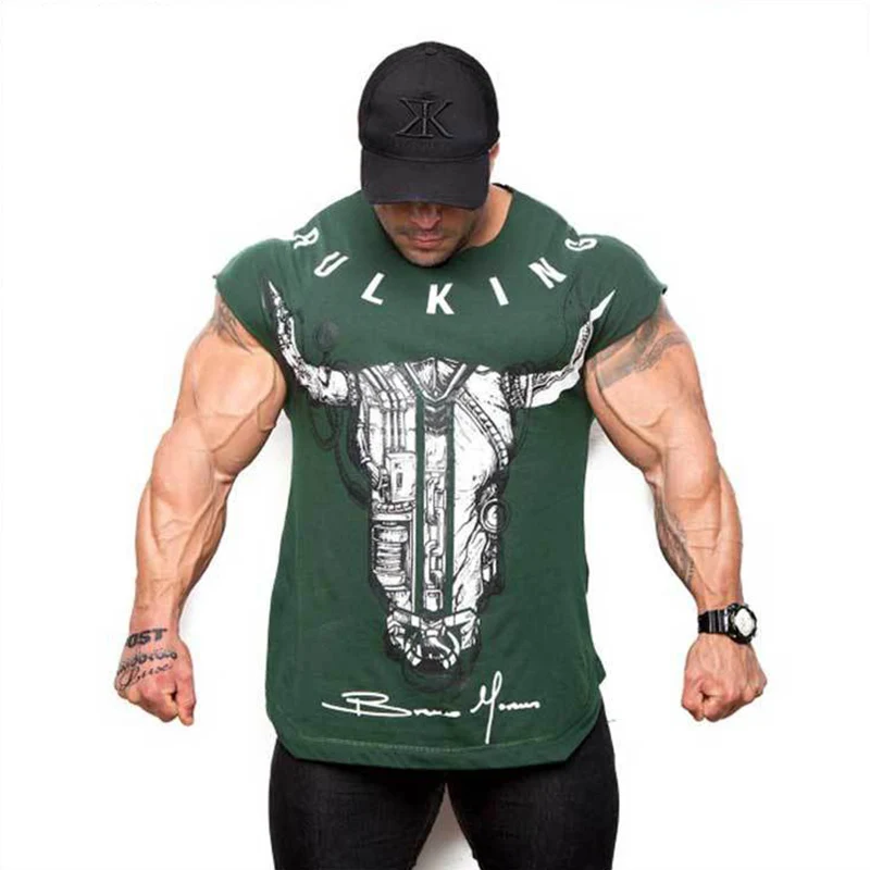 BULKING Brand Men cotton t shirts fashion Casual gyms Fitness workout