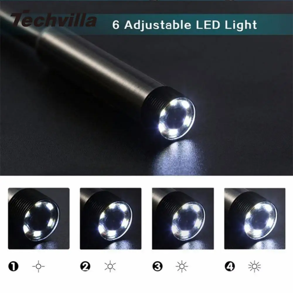 Techvilla 7 мм эндоскопа Водонепроницаемый IP67 Android USB инспекции бороскоп 6LED Tube Snake Мини