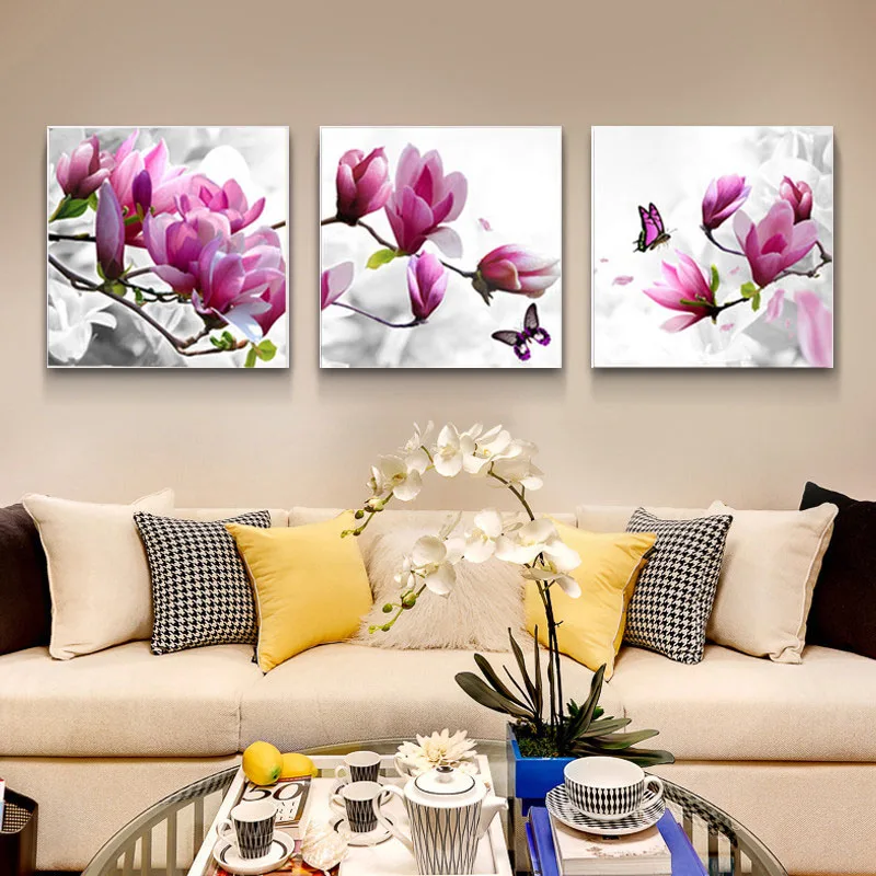 

Triptych diy Diamond Embroidery Drill diamond Painting Wall Art orchids Decoration pictures on the wall sitting room 3pcs Crafts