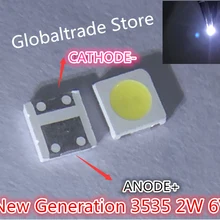 50 шт./лот для LG SMD СВЕТОДИОДНЫЙ 3535 6V холодный белый Чип-2 2W для ТВ/ЖК Подсветка ТВ приложения