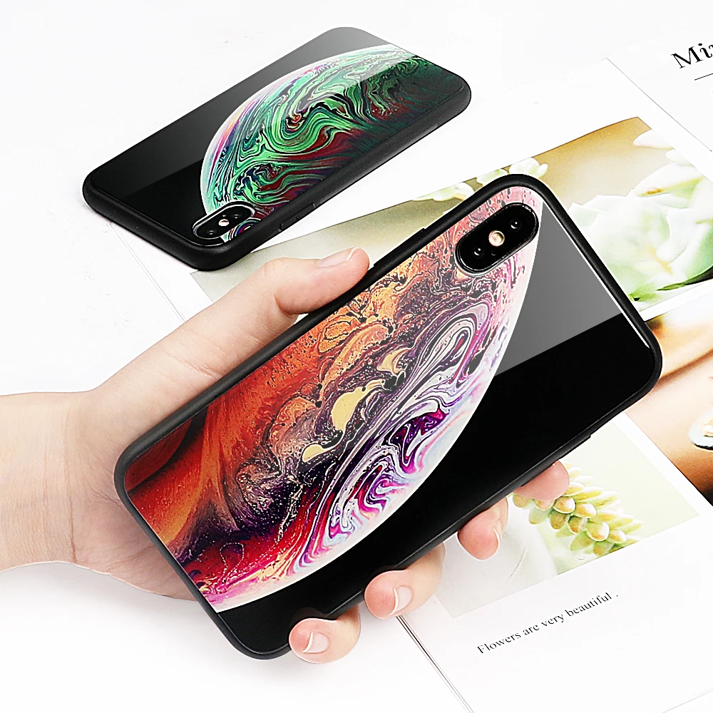 MYSUN стеклянный чехол для iPhone XS Max XR X 6 6S 7 8 Plus Винтажный телефона с полным корпусом