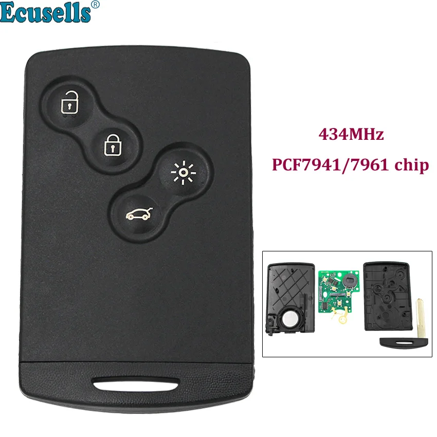 

High quality Remote Key 4 Button 433Mhz PCF7961 chip for Renault Koleos Clio4 Megane III Scenic III Fluence uncut NSN14