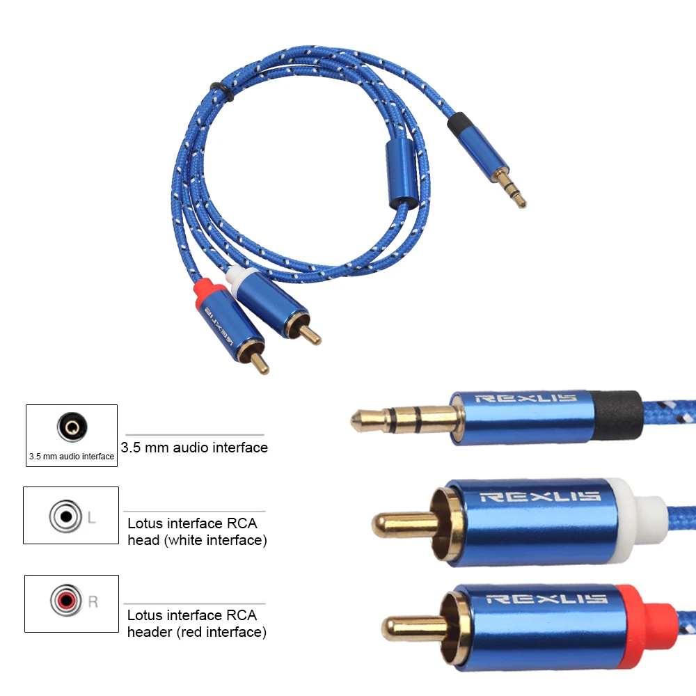 Новый аудиокабель RCA 2RCA на 3 5 мм AUX кабель для DJ усилителей сабвуферов
