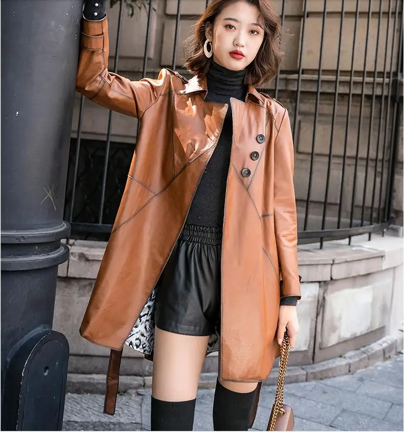 Пальто на весну и осень, женская одежда, натуральная кожа, куртка в Корейском стиле, винтажное пальто из овчины, уличная одежда, Chaqueta Mujer ZT3376