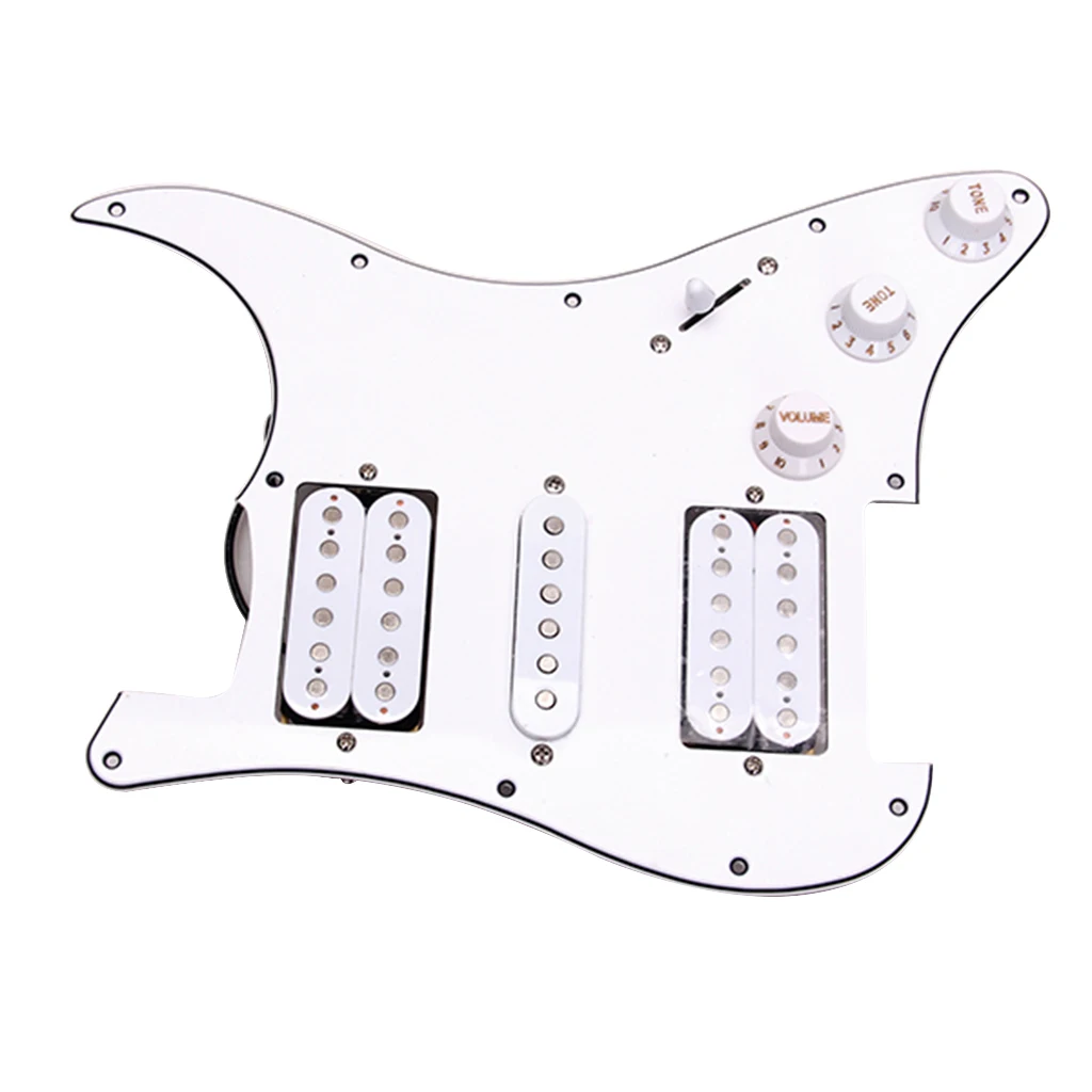 Белый загруженный Pickguard 3Ply 11 Отверстие HSH Humbuckers Пикап для Fender Stratocaster|Детали и