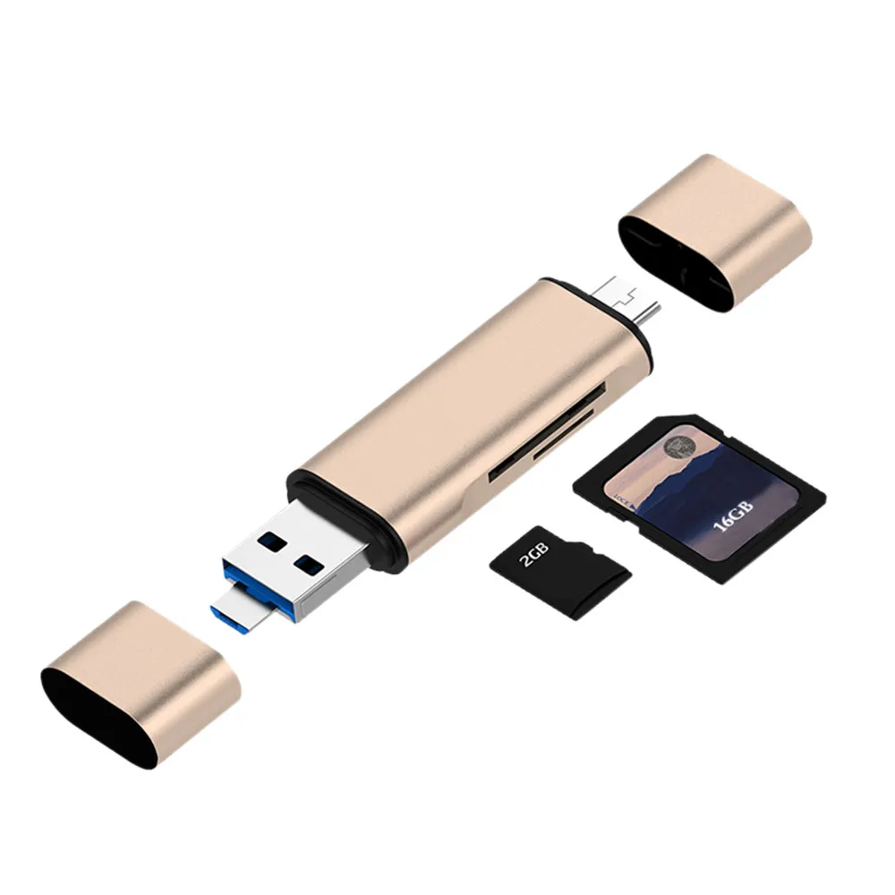 USB 2,0 3 в 1 Тип C микро USB комбо 2 слот TF SD Card Reader OTG# 1111D