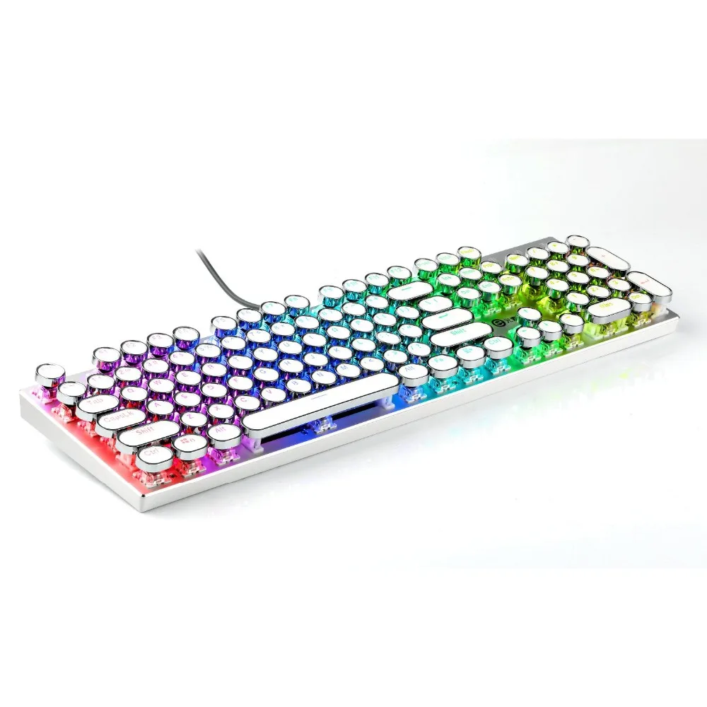 Máquina de Escrever Keycaps para Teclado Mais Novo Steampunk Mecânico Retroiluminado Redondo Double-shot Abs Chave Boné 104 Teclas 2020 - Imagem 6