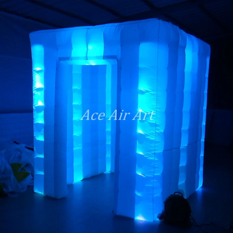Горячая Распродажа; надувной яркий светодиодный куб надувной стенд палатка с 2 наклейками двери и крышки сделаны Ace Air Art для Чили