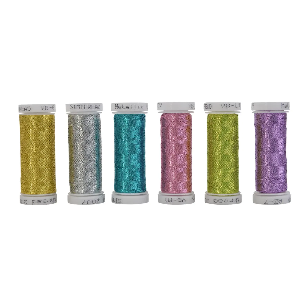 

SIMTHREAD Metallic Embroidery Thread Kit, 200 yards/bobbin - for Brother, Babylock, Janome, Singer EMB Machines