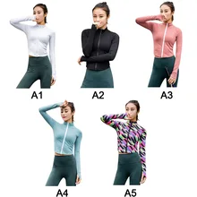 Новая спортивная рубашка сжатия Фитнес быстросохнущая бег топы с длинным рукавом Спортивные рубашки куртка для йоги с застежкой-молнией