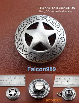 

(KB201) 24pcs Leather Craft 3/4'' Western Texas Star Saddle Concho Screwback Button Set - Sewing Stitching Carving Stamping