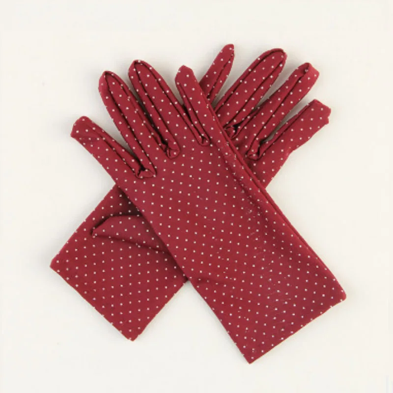 Модные летние женские перчатки и варежки для езды от солнца эластичные женские перчатки в горошек Прямая поставка