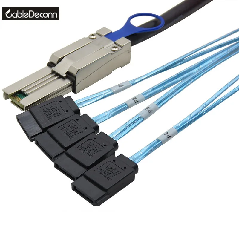

SFF-8088 Mini-SAS 26P TO 4SATA Cable with Latch L=1.0-2.0m