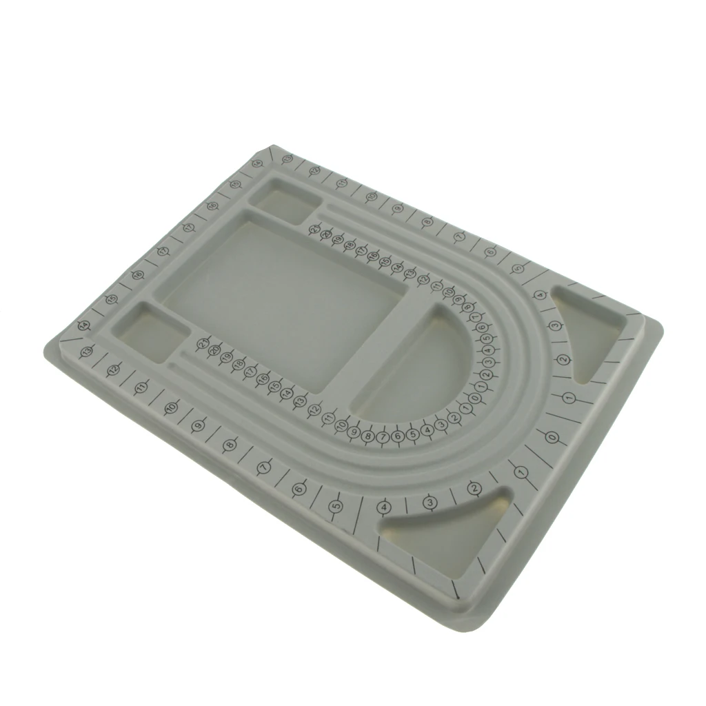 Plastic Flocked Beading Bead Board Bracelet Design Tray Jewellery Making DIY Craft Tool Gray 33 x 24 cm