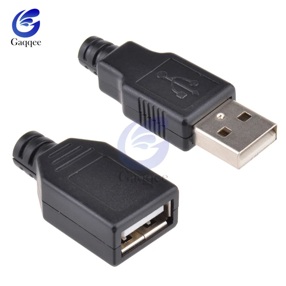10x USB 2.0 Type A 4 Pin Female Socket Adapter Connector Black Plastic Cover