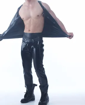 

Latex Rubber Men's Costume Rubber Latex Codpiece Long Trousers With Zip Shirts