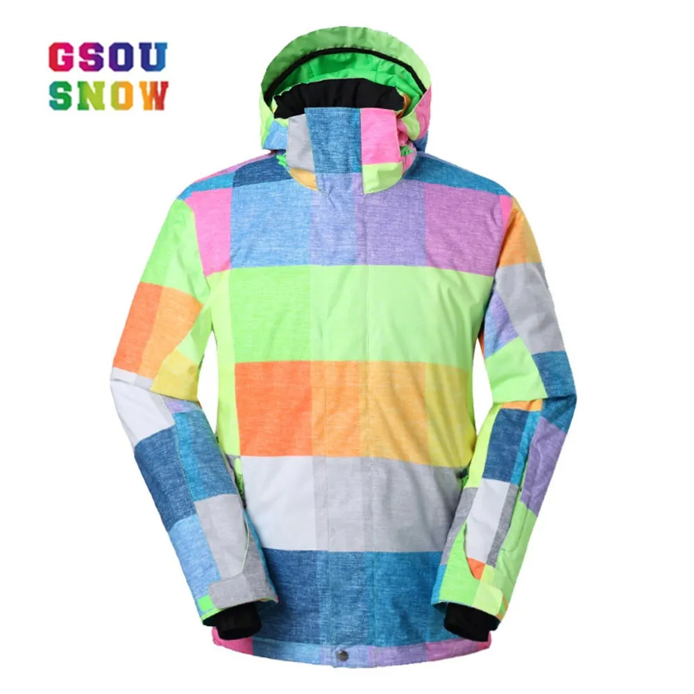 GSOU الثلوج الرجال التزلج سترة الملونة تنفس الفتيان الثلوج سترة عالية-Q التزلج على الجليد الدافئة سترة الذكور يندبروف