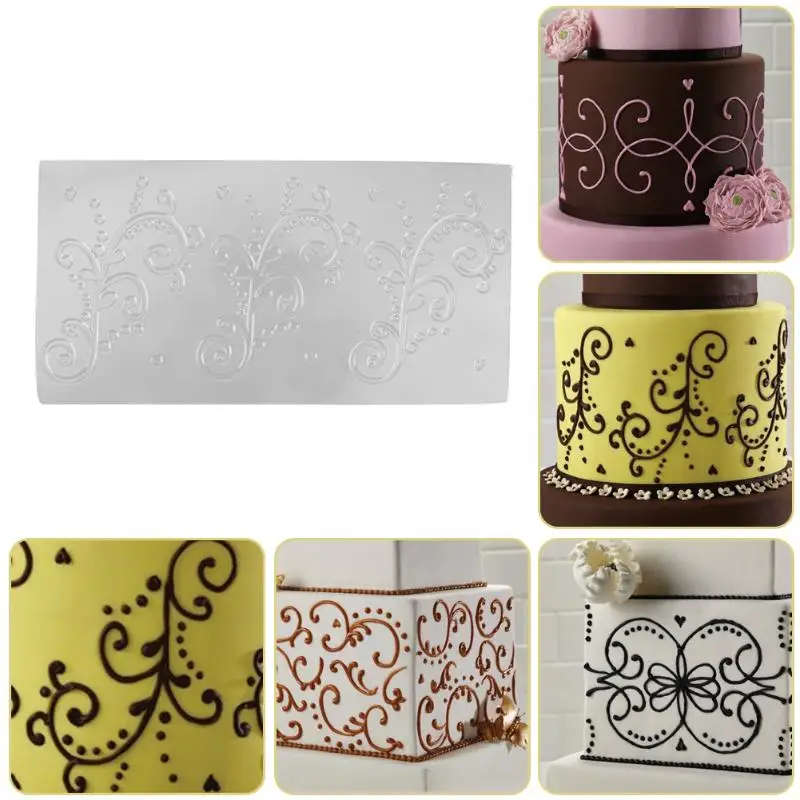 

4pcs/Set Plastic Leaf Pattern Fondant Cake Lace Mat Floral Imprint Textured Embossed Mold Sugarcraft Cake Decorating Mould