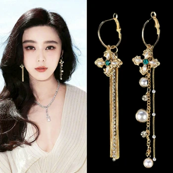 

New Earrings Fashion Jewelry Popular Simple Circle Tassel Multi-layer Asymmetric Long Earrings For Women Accessories Wholesale