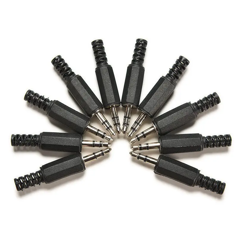 

10 pcs 3.5mm 1/8" Audio Male Plug Jack Adapter Stereo Connector Headphone Black