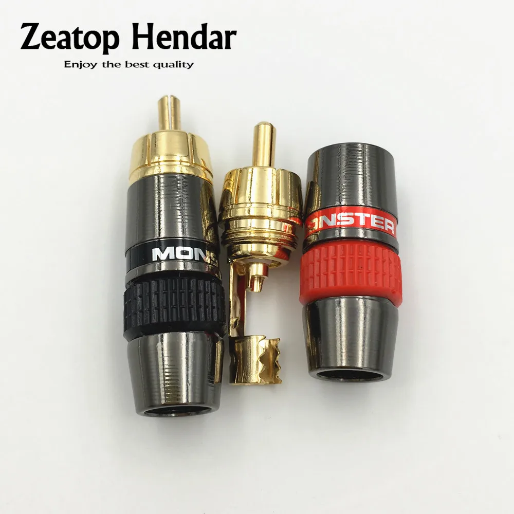 4Pcs RCA Plug Male Audio Cable Soldering Jack Connector Brassin